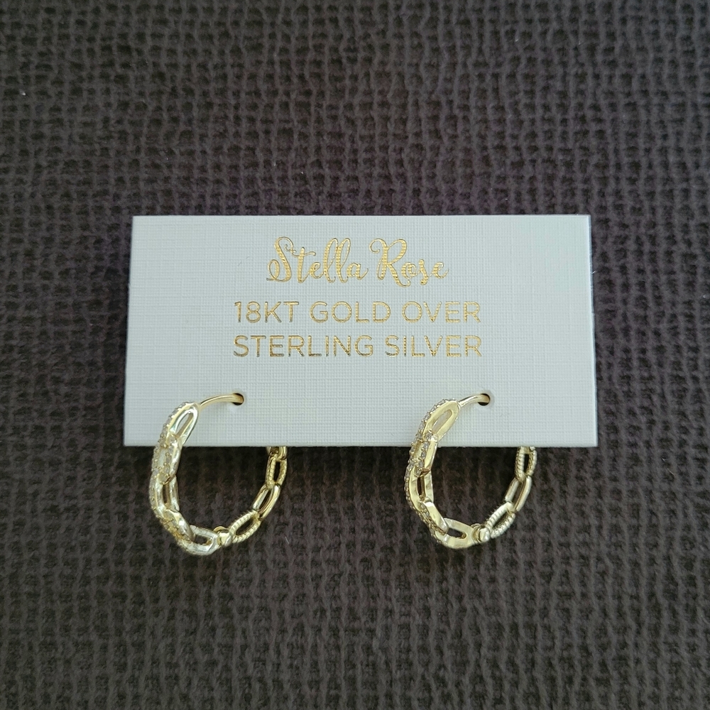 ✨️HP✨️Stella Rose🌹Gold💛 Chain🔗 Link Hoop Earrings